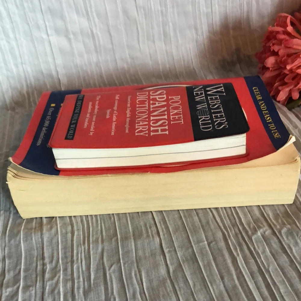 MERRIAM WEBSTER DICTIONARY & POCKET SPANISH DICTIONARY lot of 2 paperback books